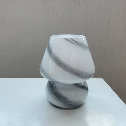 Medieval style handmade glass mushroom table lamp by Perfecsy white with gray marbling on Tampa Home & Garden Store