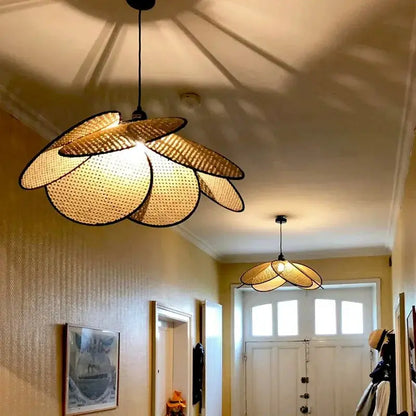 DecorBites Japanese Rattan Floor Lamp for Villa