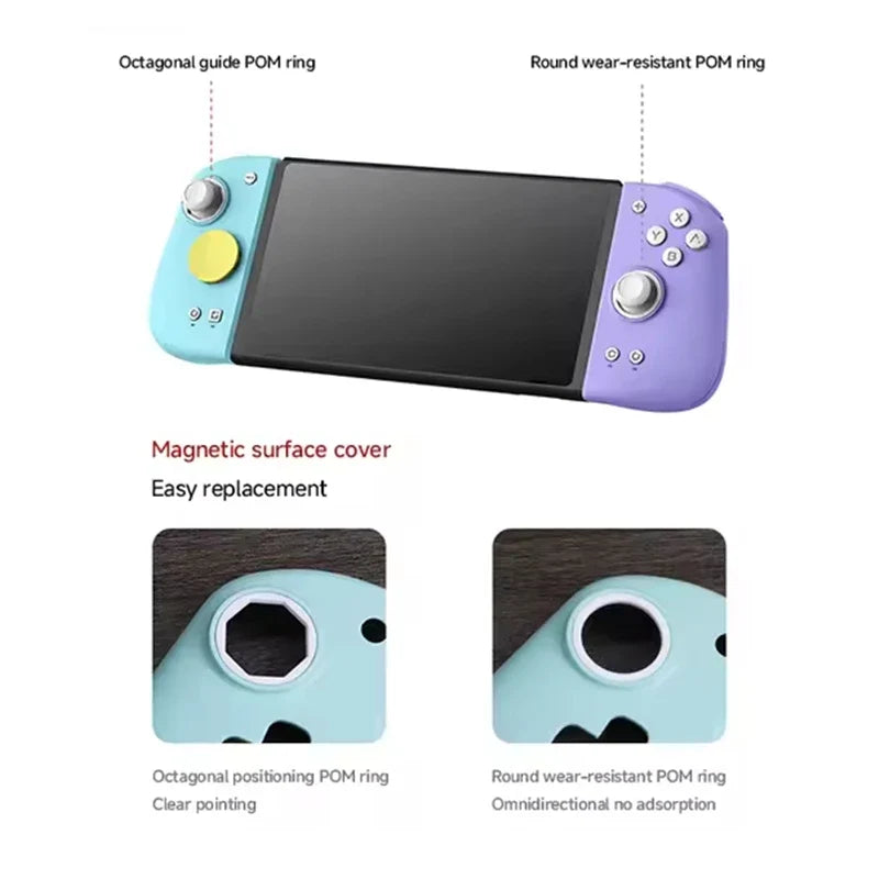 MOBAPAD M6 controller for Switch NS OLED with teal left and purple right Joy-Cons magnetic cover on Tampa Home & Garden Store