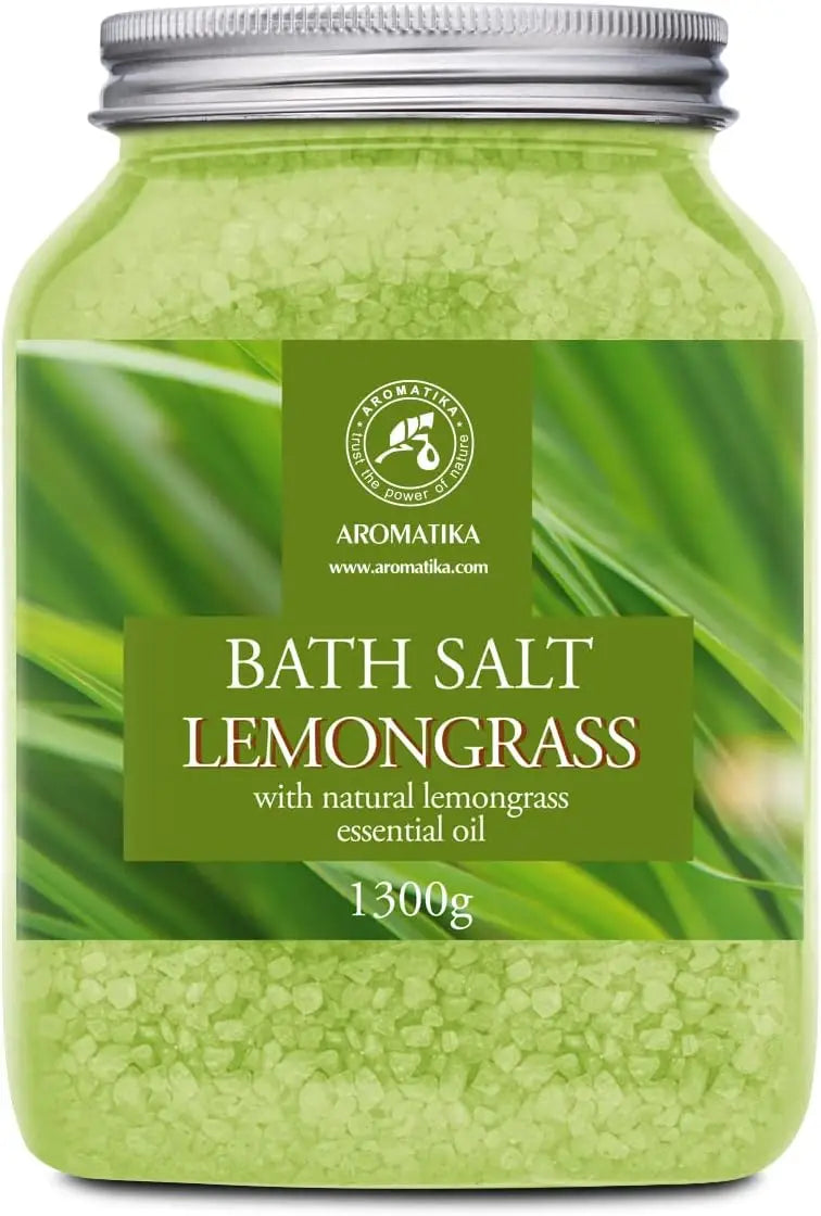 Bath salt Lemongrass jar Aromatika 1300g green sea salt with lemongrass essential oil on Tampa Home & Garden Store