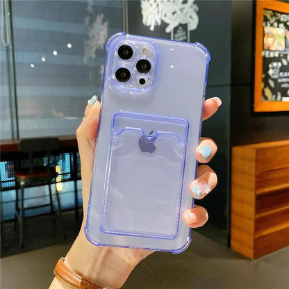 Transparent Card Slot Case For Iphone With Holder