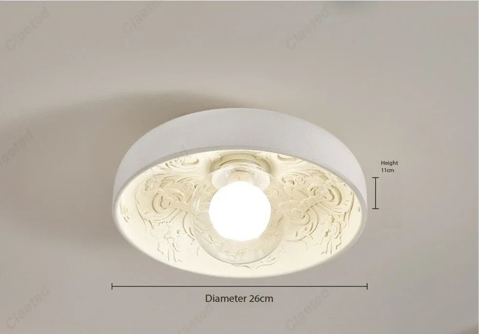 Creative European LED ceiling lamp, cream finish with decorative floral inner relief, 26cm dia on Tampa Home & Garden Store