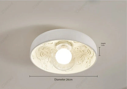 Creative European LED ceiling lamp, cream finish with decorative floral inner relief, 26cm dia on Tampa Home & Garden Store