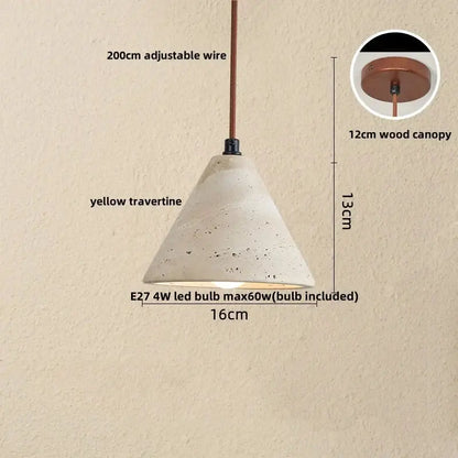 DecorBites LED Pendant Lamp black iron hanging light with yellow travertine cone shade on Tampa Home & Garden Store