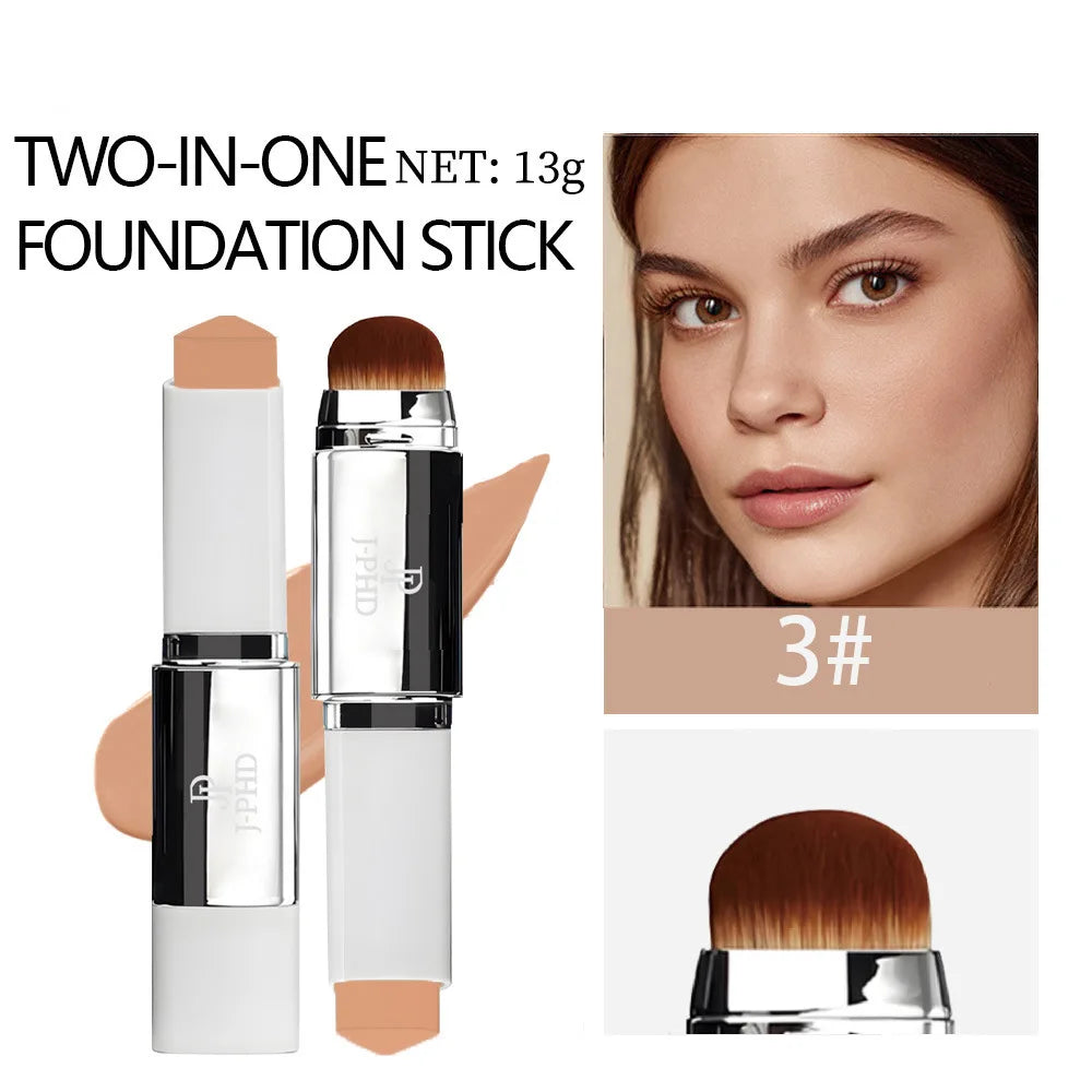 Two-in-one foundation sticks with brush heads Silcy Skin, shade 3#, white-silver tubes on Tampa Home & Garden Store