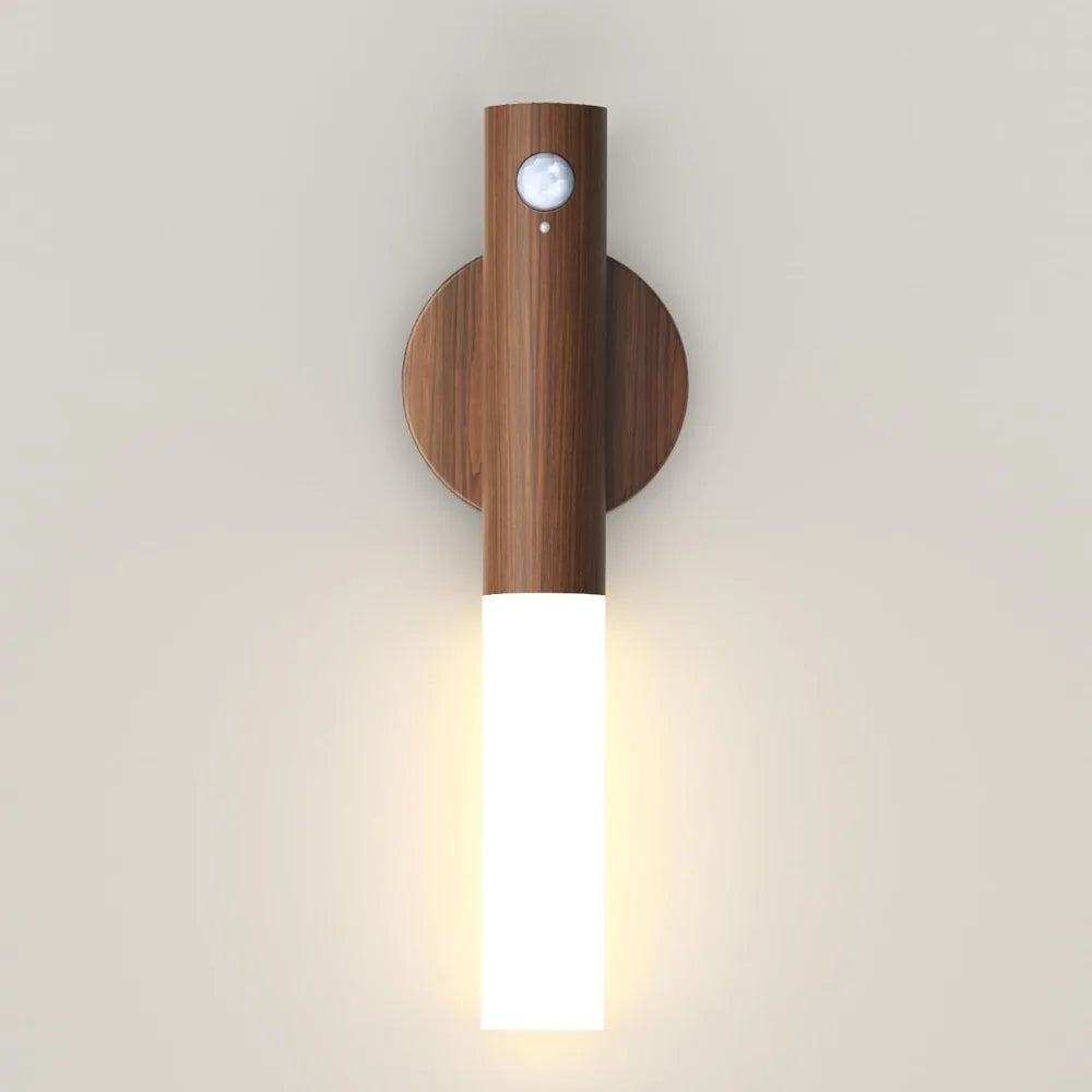 WoodAura | Rechargeable Motion Sensor Wall Sconce with Magnetic Decor
