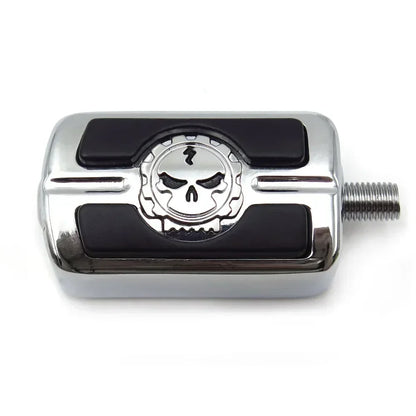 Chrome skull shifter foot peg with black rubber grip for Harley motorcycles, BikerZoneZ on Tampa Home & Garden Store