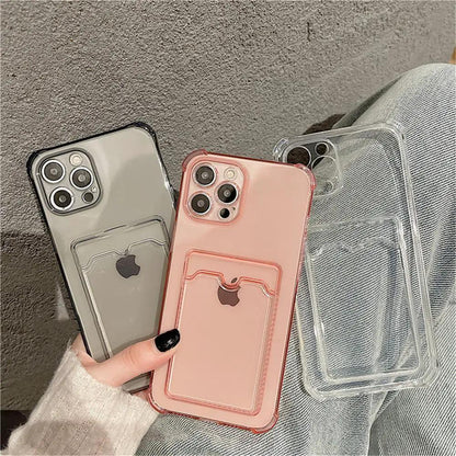Transparent Card Slot Case For Iphone With Holder
