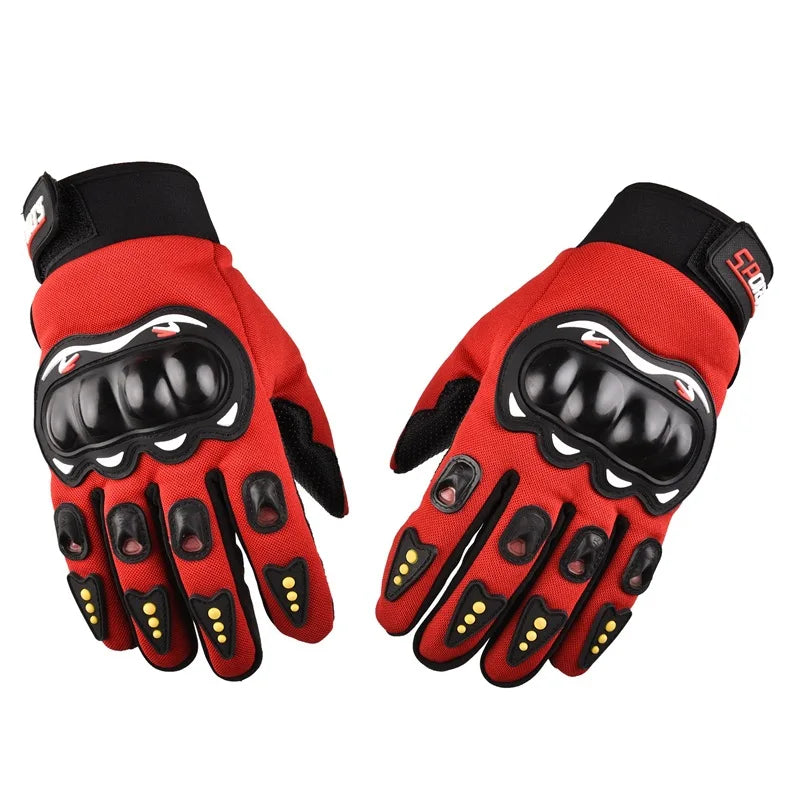 Breathable Touch Screen Motorcycle Gloves pair red/black by BikerZoneZ knuckle protection on Tampa Home & Garden Store
