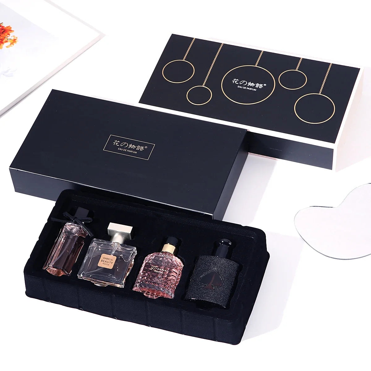 Original Women’s Perfume four-piece set by Silcy Skin in a black box with pink bottles on Tampa Home & Garden Store