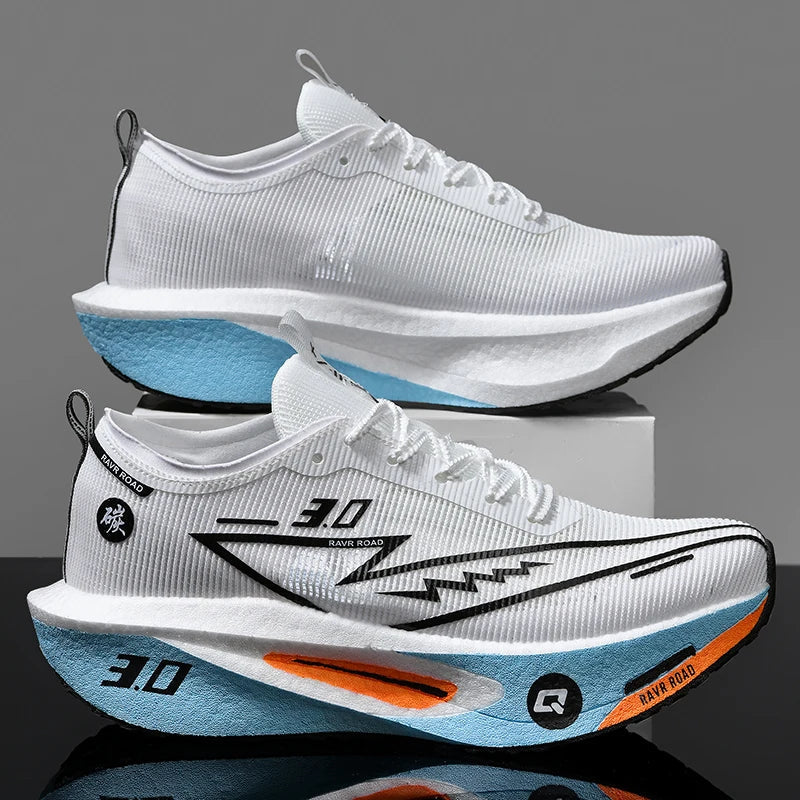 Men's training sneakers EstaliosFit white mesh blue orange 2 shoes on Tampa Home & Garden Store