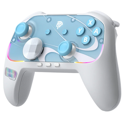 EasySMX S10 wireless gamepad with blue thumbsticks, RGB edge lighting, white body on Tampa Home & Garden Store