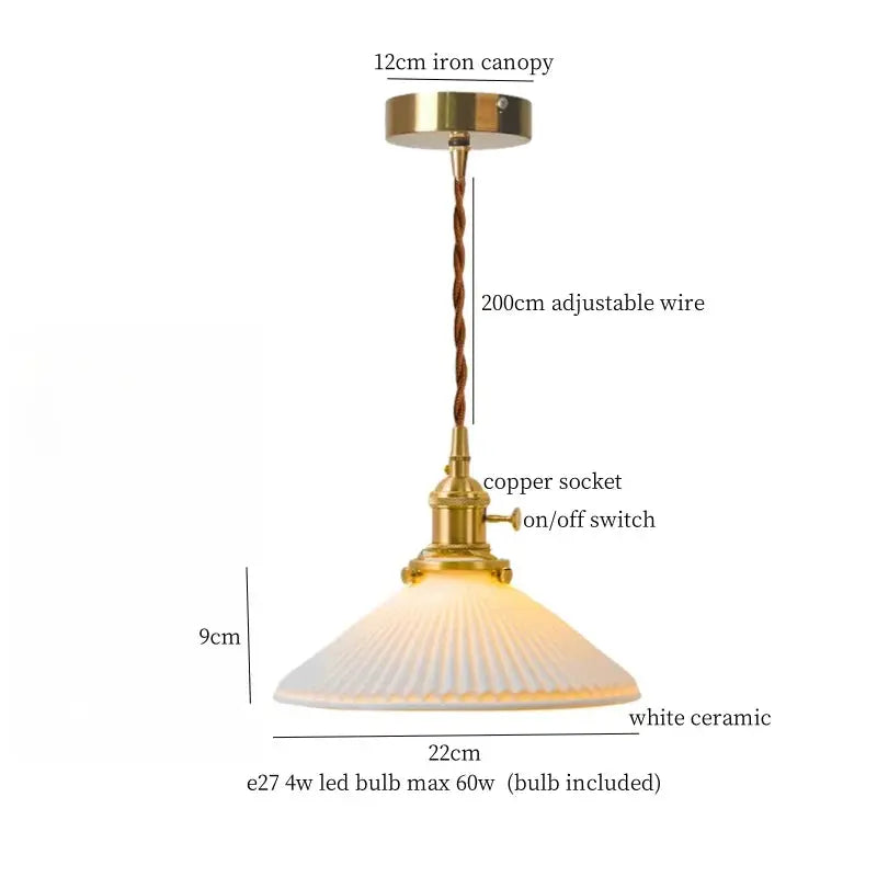 DecorBites lotus flower ceramic LED pendant lampshade with white shade and brass hardware on Tampa Home & Garden Store