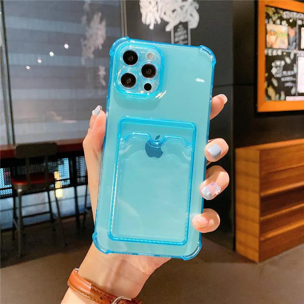 Transparent Card Slot Case For Iphone With Holder