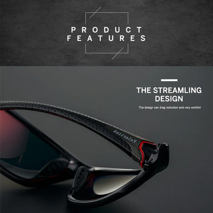 BikerZoneZ polarized sunglasses with black frame, red accents and UV400 lenses design on Tampa Home & Garden Store