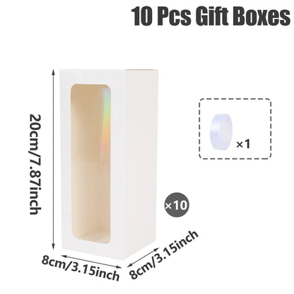 Perfecsy 10-pack white glass display gift boxes with clear front window, 8x8x20 cm on Tampa Home & Garden Store