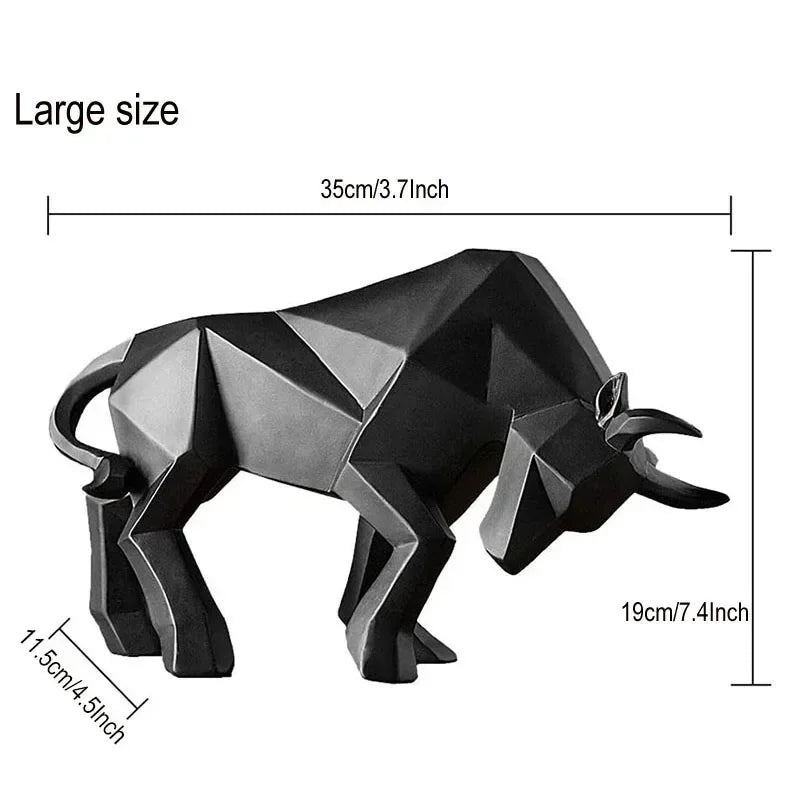 Perfecsy Nordic resin bull statue black geometric decor for office and home on Tampa Home & Garden Store