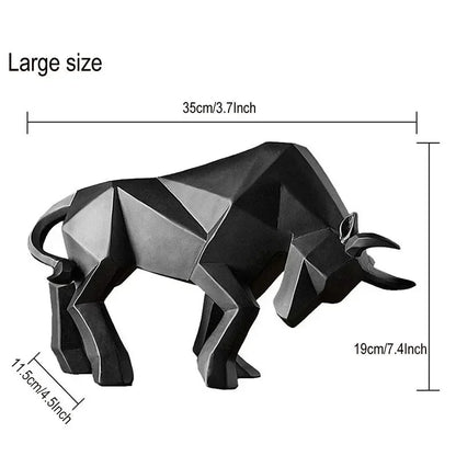 Perfecsy Nordic resin bull statue black geometric decor for office and home on Tampa Home & Garden Store