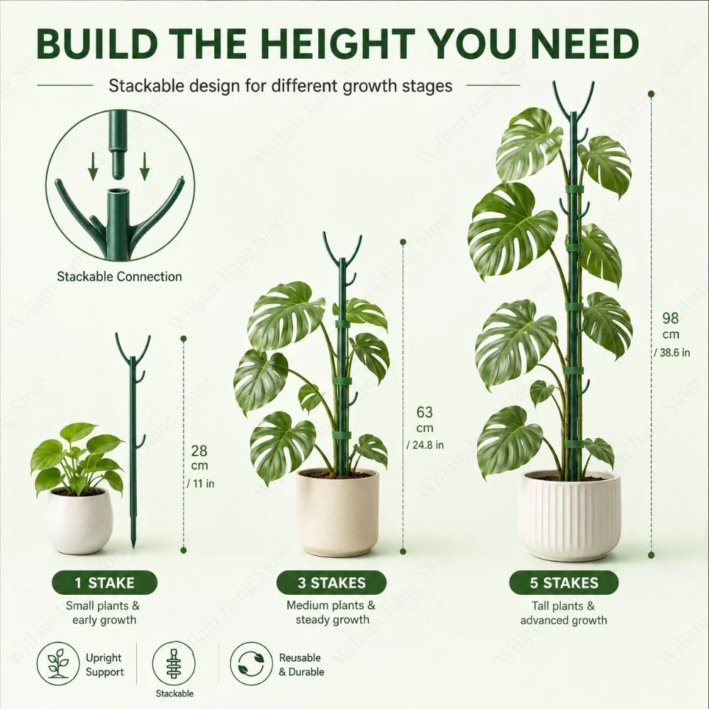 Tall Stackable Plant Support Stakes and Ties