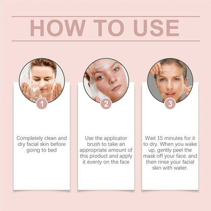 75g Collagen Wrapping Peel Off Facial Mask 3-step how to use pink infographic by Silcy Skin on Tampa Home & Garden Store
