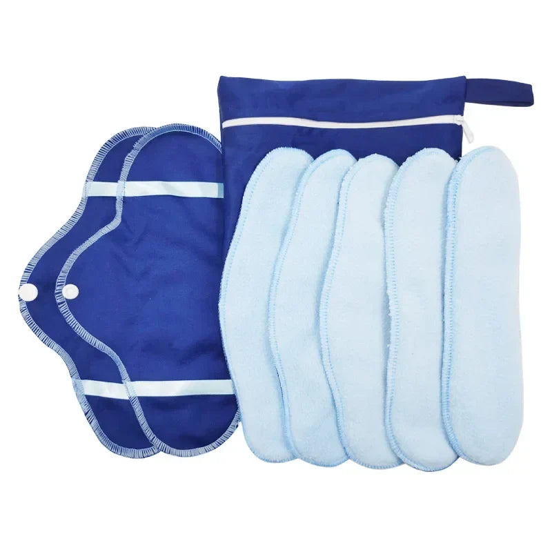 8pcs reusable sanitary pads set with light blue cloth pads and blue storage pouch Silcy Skin on Tampa Home & Garden Store