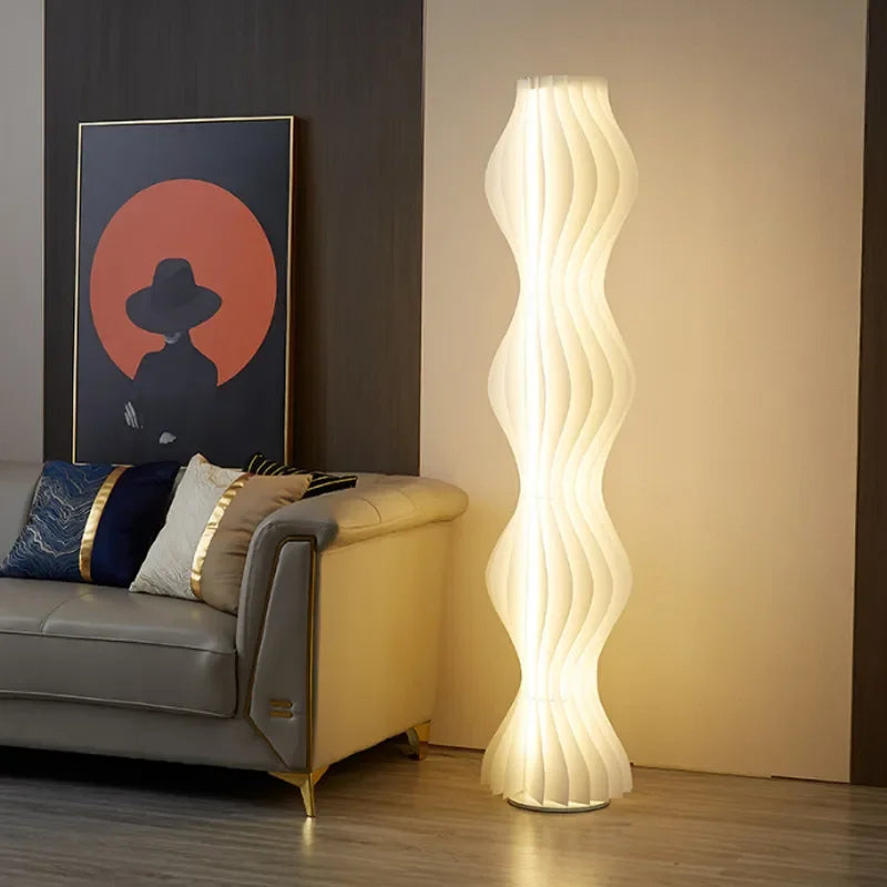 Modern Nordic Grass Skirts LED Floor Lamp white sculptural wave panels warm light on Tampa Home & Garden Store
