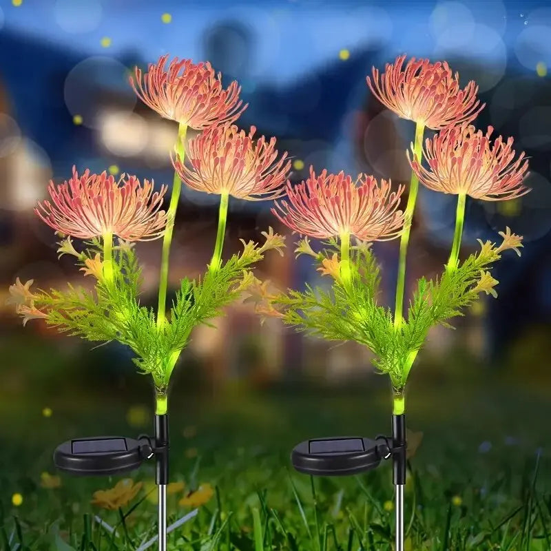 Perfecsy 2pc Solar Bian Flower LED Garden Lights with pink blooms, waterproof lawn stakes on Tampa Home & Garden Store
