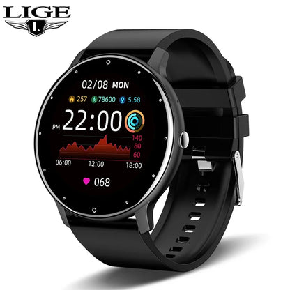 Smartwatch round black screen with heart rate monitor and Bluetooth call LIGE logo visible on Tampa Home & Garden Store