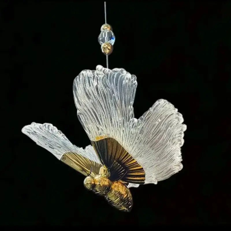 DecorBites Luxe Bedside Lamp Butterfly Pendant with crystal wings and gold accents on Tampa Home & Garden Store