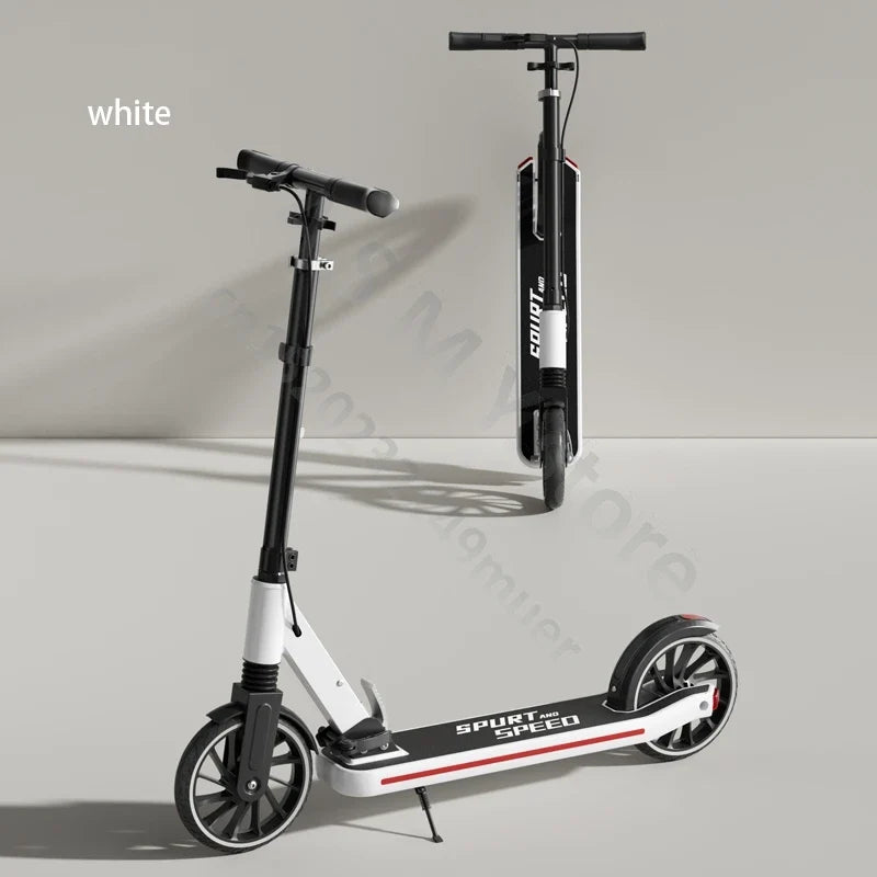 Foldable kick scooter by UpTrend Deals, white/black 2-wheel scooter for kids and adults, two shown on Tampa Home & Garden Store