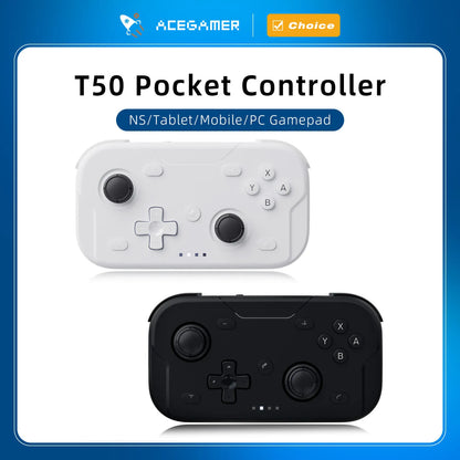 AceGamer T50 Pocket Controller white/black with dual joysticks, D‑pad and ABXY buttons on Tampa Home & Garden Store