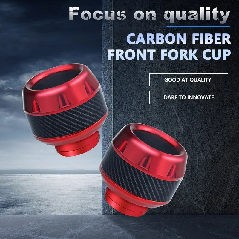 4pcs BikerZoneZ motorcycle crash protectors front fork slider cups red carbon fiber on Tampa Home & Garden Store