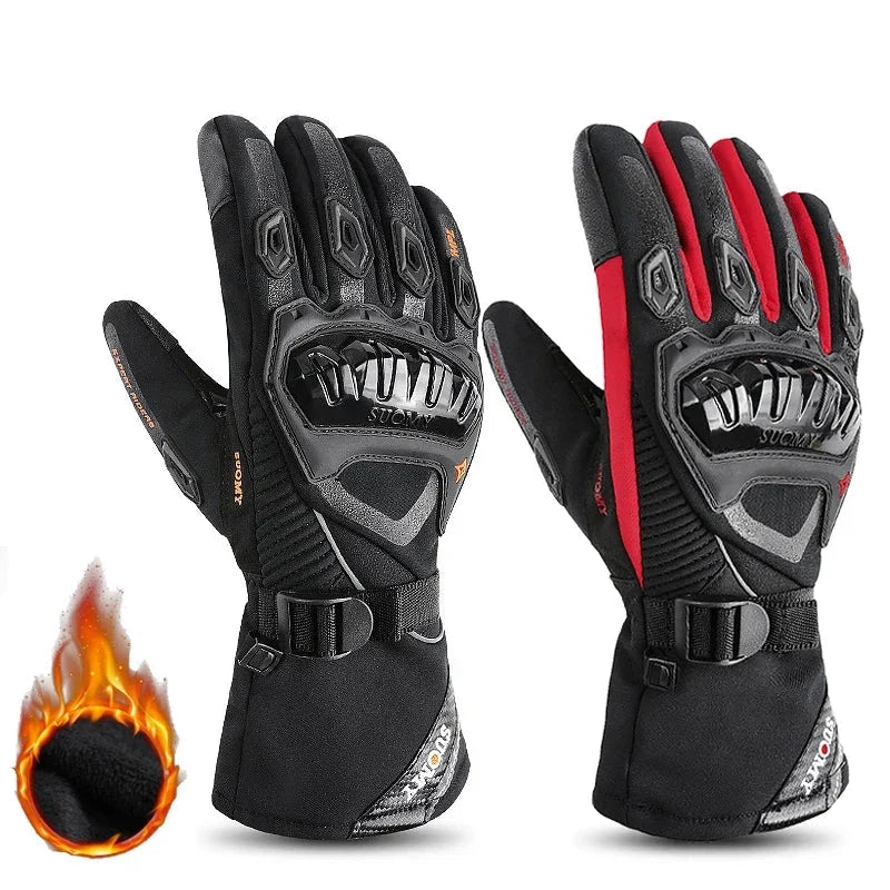 Warm Winter Waterproof Windproof Touch Screen Gloves pair black with red accents BikerZoneZ on Tampa Home & Garden Store