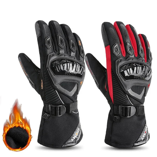 Warm Winter Waterproof Windproof Touch Screen Gloves pair black with red accents BikerZoneZ on Tampa Home & Garden Store
