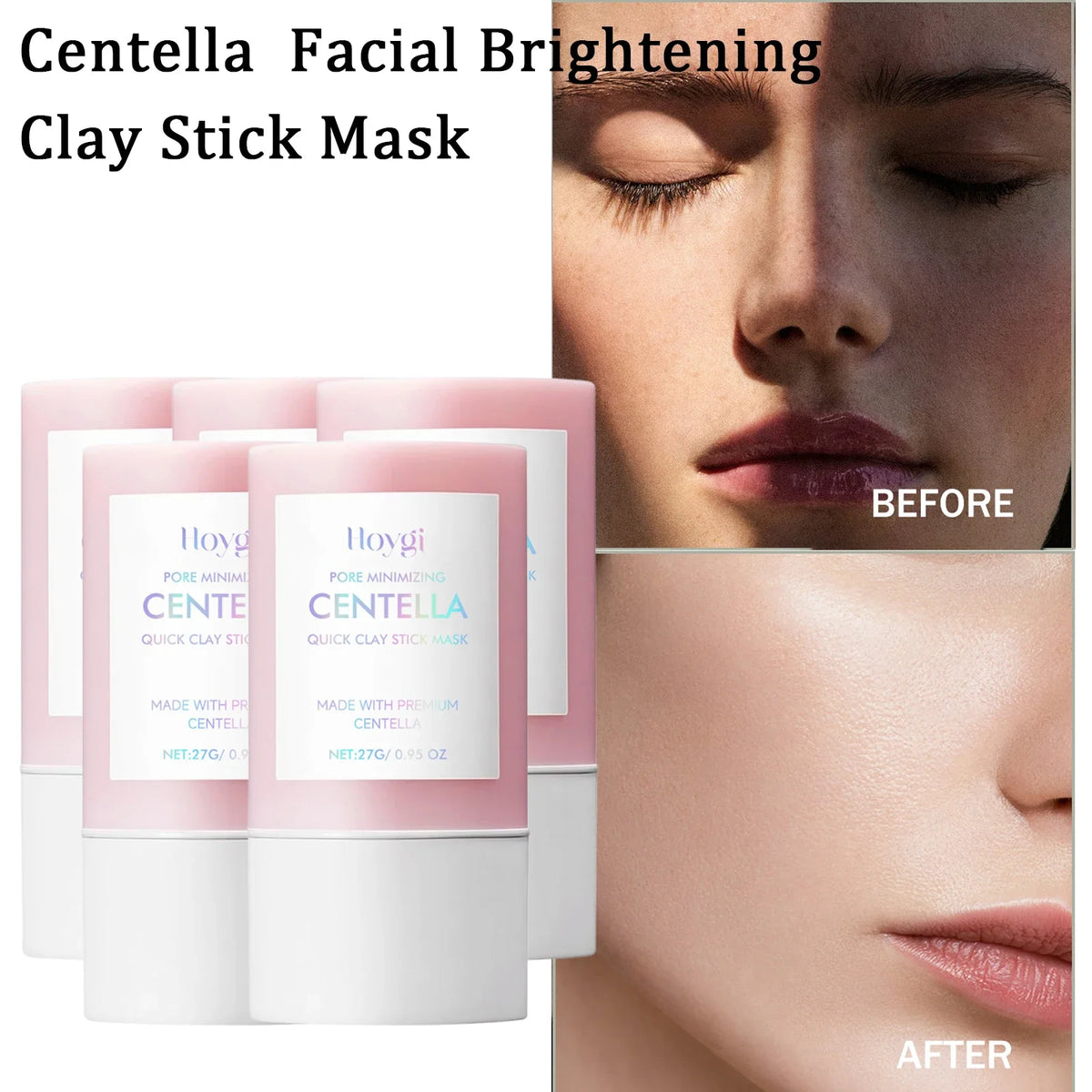 Centella clay stick mask tubes (4-pack) in pink packaging, 27g, pore-minimizing brightening face mask on Tampa Home & Garden Store