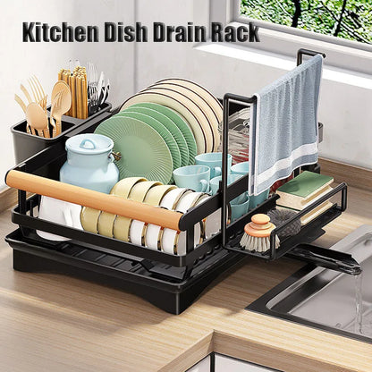 Decorbites Kitchen Sink Organizer Dish Drying Rack in black metal frame with sponge holder on Tampa Home & Garden Store