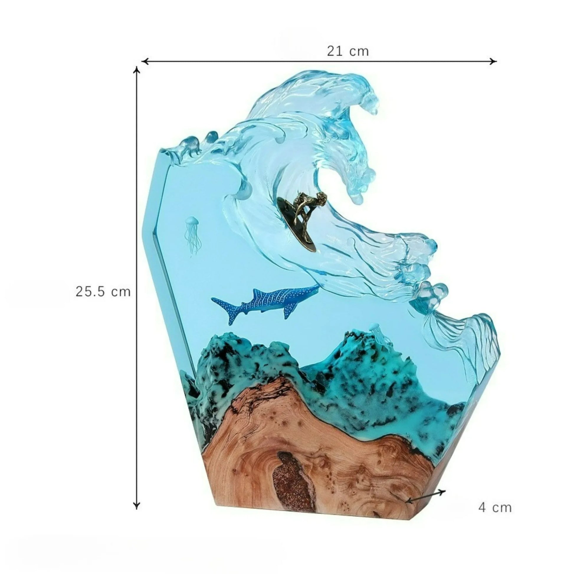 Perfecsy Seabed Exploration two divers resin table light with blue ocean waves on Tampa Home & Garden Store