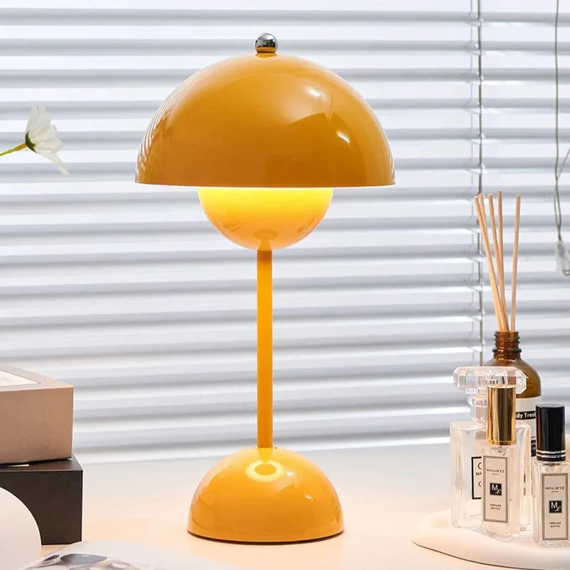 Portable LED Mushroom Table Lamp Touch Dimmable Rechargeable Flowerpot Light
