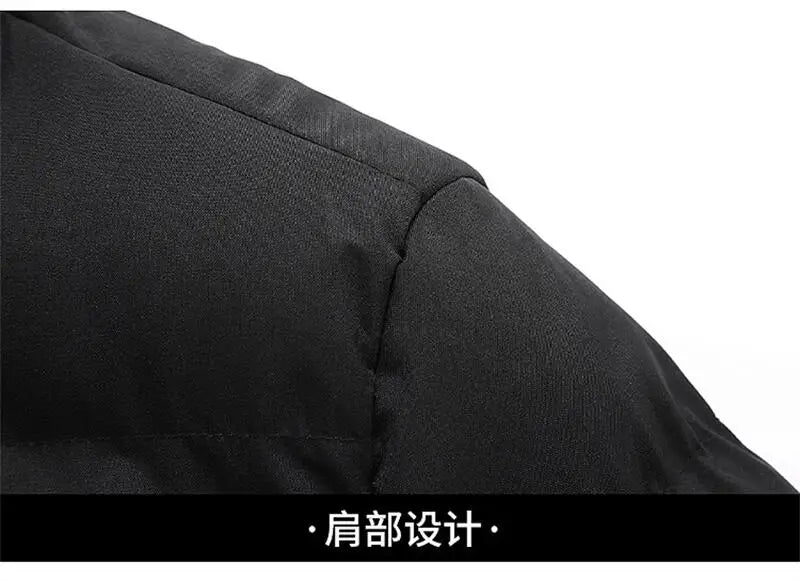 Men's black winter jacket UpTrend Deals thick puffer parka shoulder design Waterproof coat on Tampa Home & Garden Store