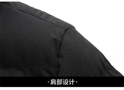 Men's black winter jacket UpTrend Deals thick puffer parka shoulder design Waterproof coat on Tampa Home & Garden Store