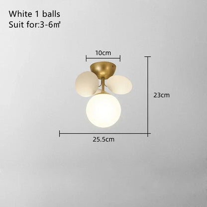 DecorBites Kids LED ceiling light iron frame, white glass globes, 1-ball chandelier, 23cm high on Tampa Home & Garden Store