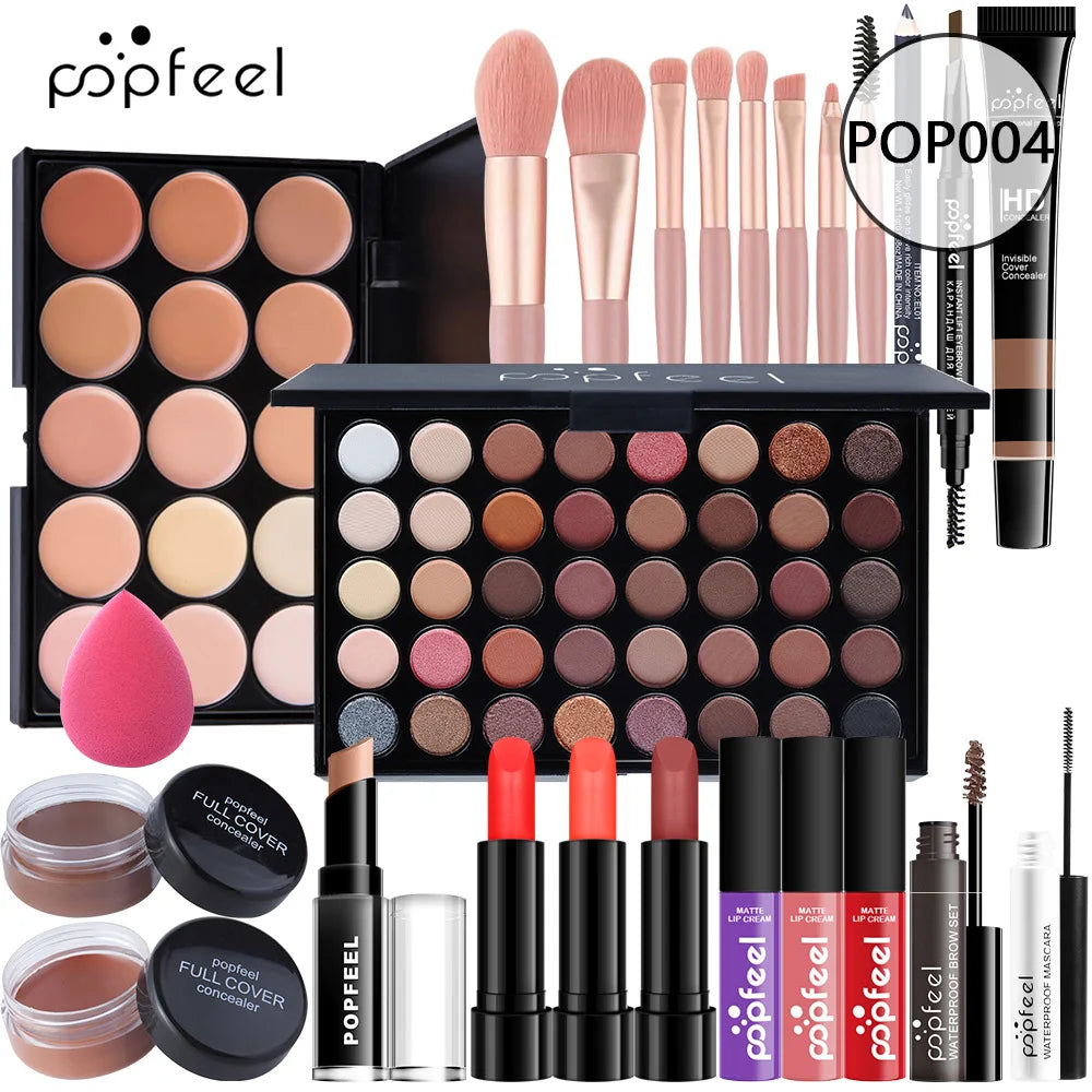 POPFEEL all-in-one makeup kit by Silcy Skin with eyeshadow palette foundation lip gloss blush on Tampa Home & Garden Store