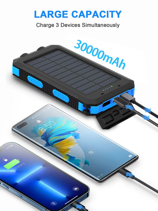 Gaiaray 30000mAh Solar Power Bank Dual USB Waterproof LED Outdoor Travel Charger - Tampa Home & Garden Store