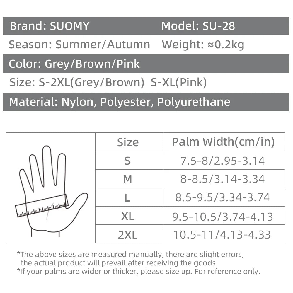 Motorcycle gloves SUOMY SU-28, grey/brown/pink, nylon polyester polyurethane, sizes S-2XL on Tampa Home & Garden Store