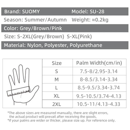 Motorcycle gloves SUOMY SU-28, grey/brown/pink, nylon polyester polyurethane, sizes S-2XL on Tampa Home & Garden Store
