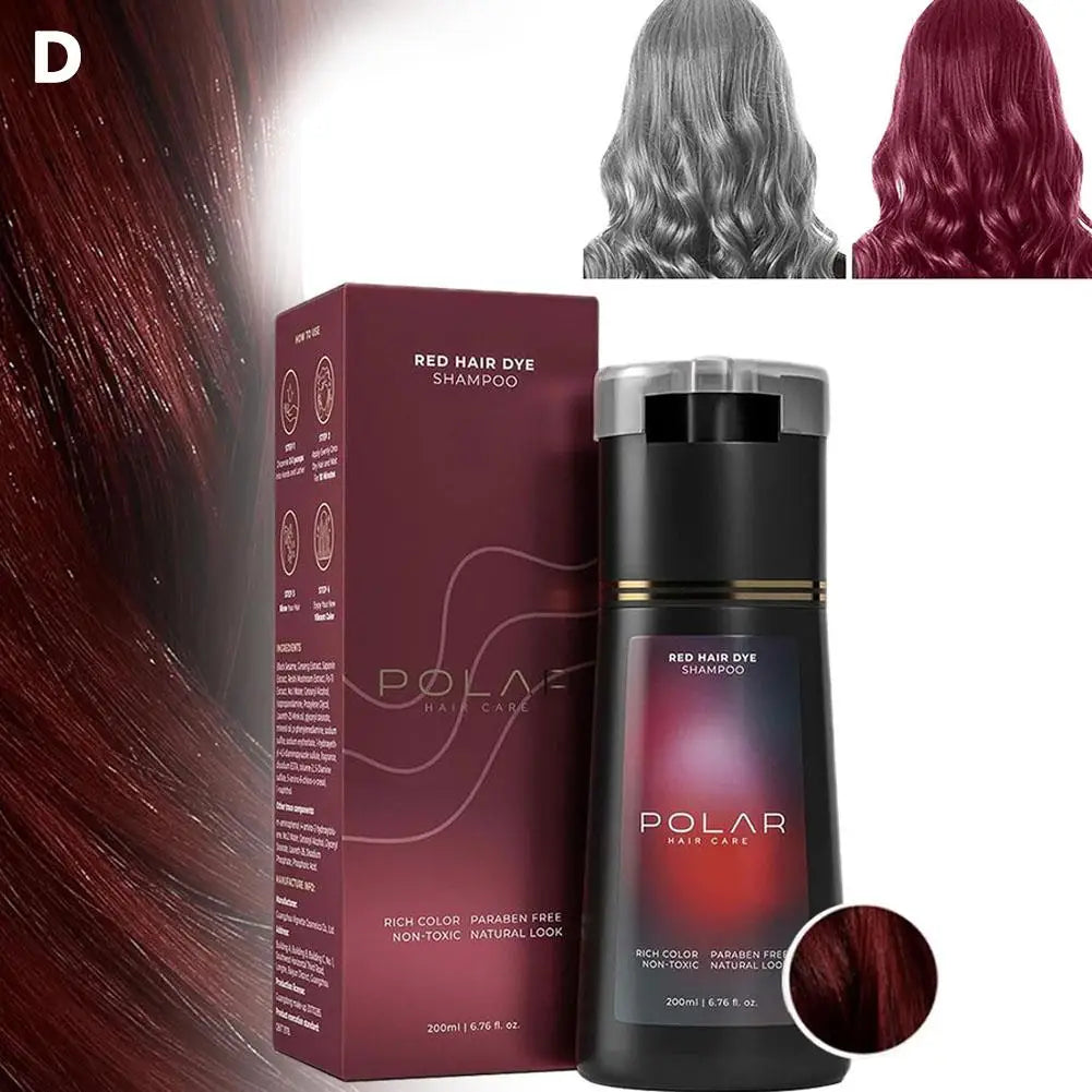 Polar Red Hair Dye Shampoo bottle with burgundy box, 200ml, semi-permanent color for gray hair on Tampa Home & Garden Store