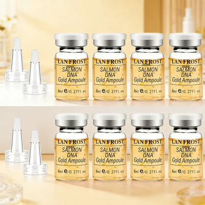 LAN FROST Salmon DNA Gold Ampoule Serum Kit with 8x 8ml amber ampoules and dropper tops on Tampa Home & Garden Store
