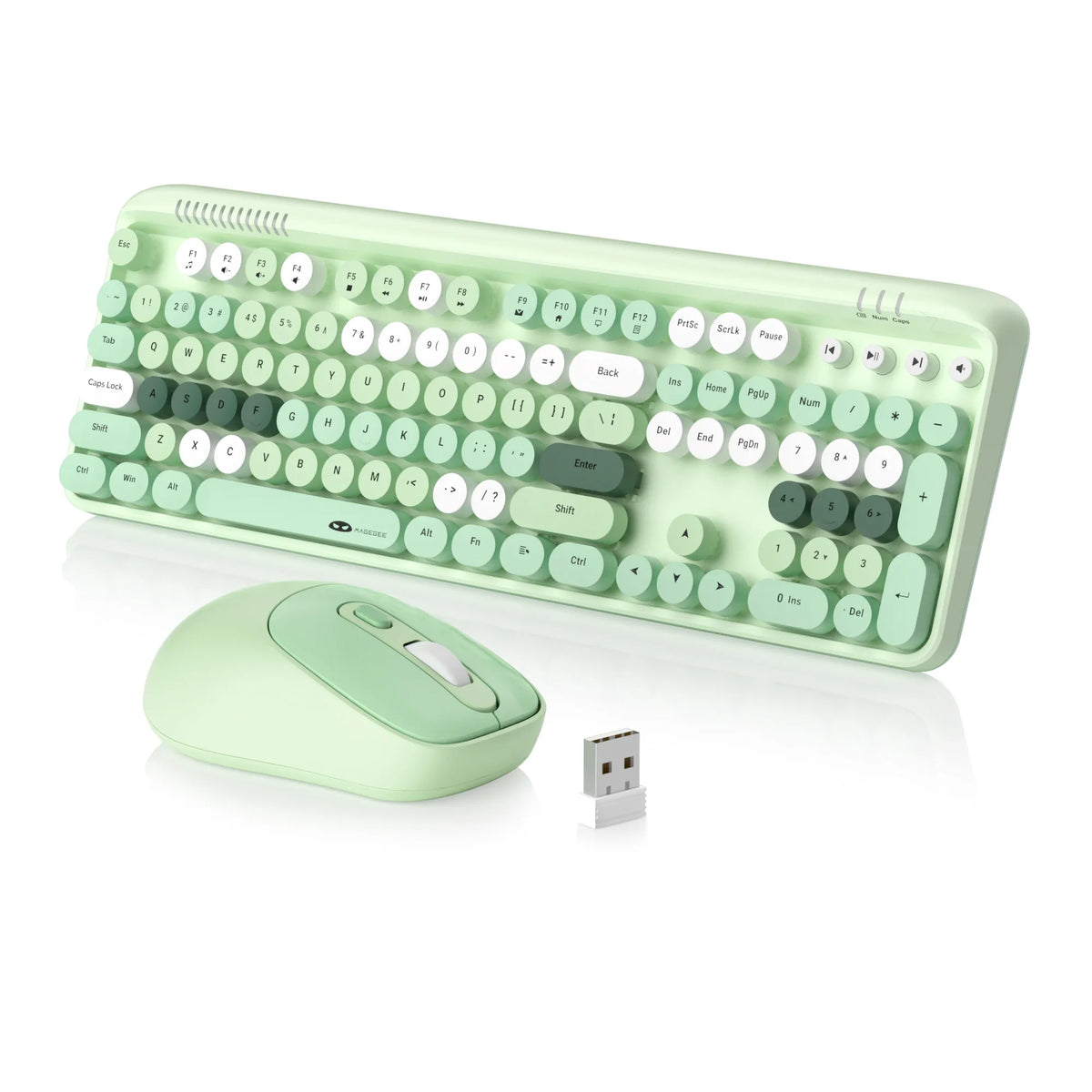 MageGee V920 104-key keyboard and wireless mouse set in mint green with USB dongle on Tampa Home & Garden Store