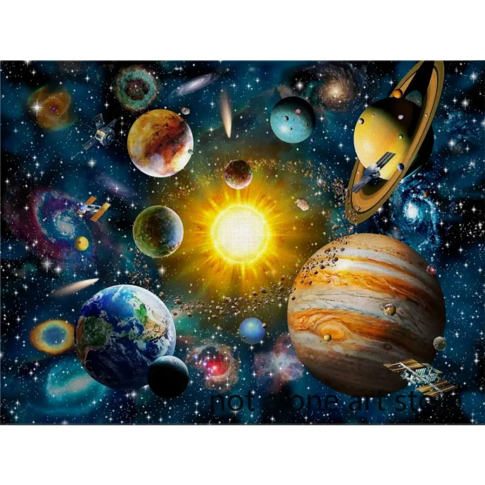 Modern Classic wall art HD canvas print Solar System with sun and planets, Perfecsy decor on Tampa Home & Garden Store