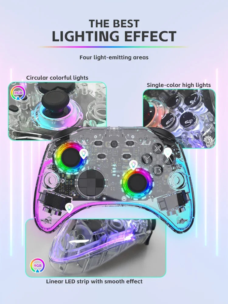 DATA FROG transparent wireless game controller with RGB LED for Switch OLED PC Android iOS on Tampa Home & Garden Store